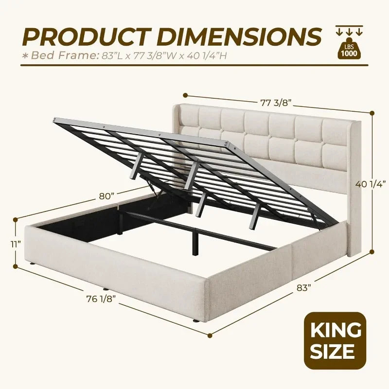 King Size Lift Up Storage Bed Frame,