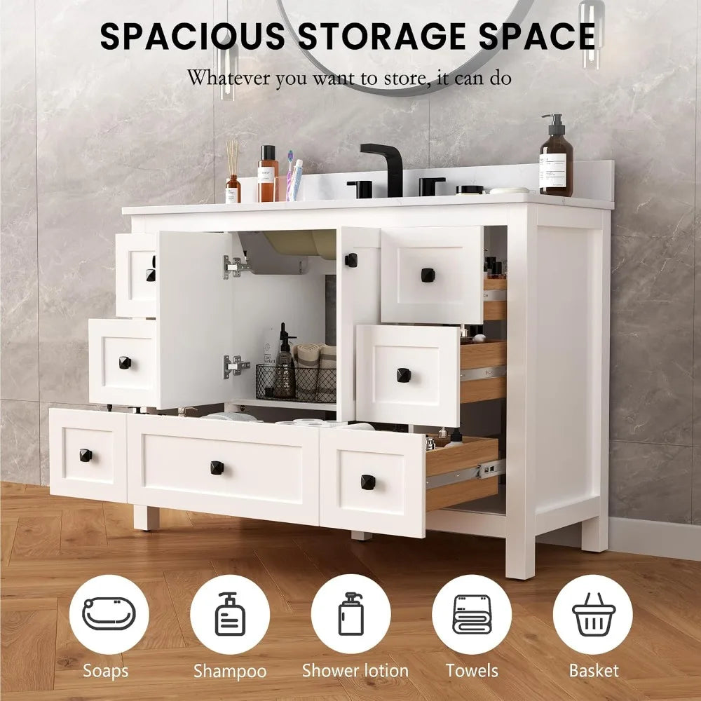 48" Bathroom Vanity with Sink, Freestanding Storage Cabinet