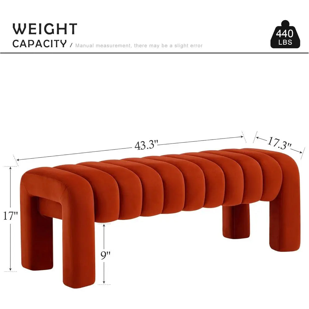 43.3 Bedroom Bench, Upholstered Entryway Bench