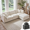 108" Cloud Sectional Couch with 2 Washable Cover Sets, Ottoman, Deep Seat Couch