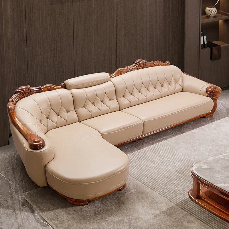 European leather sofa corner combination