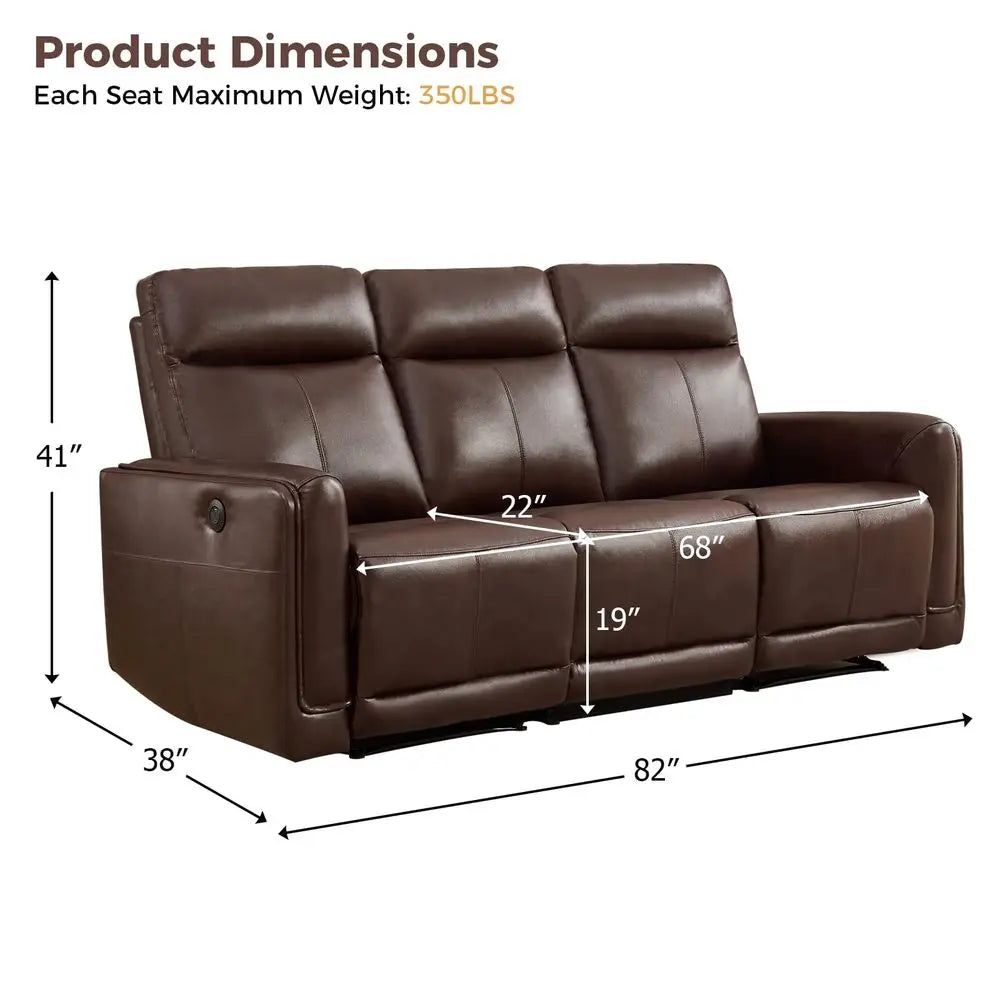 Genuine Leather Power Recliner Sofa
