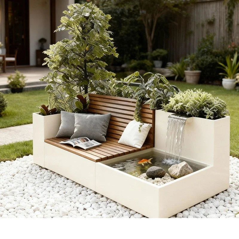 Outdoor flower box, seat combination