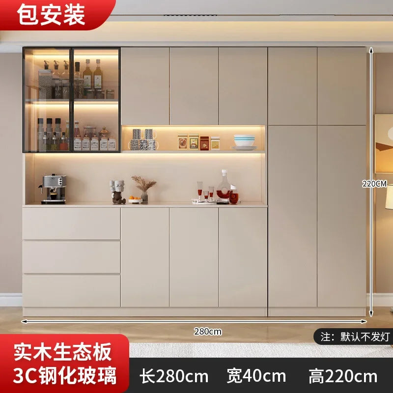 Kitchen Cabinet Sideboards Tall Cabinet with Glass Doors and Drawer Wine Cabinet Pantry Hunch with Shelves Kitchen Island