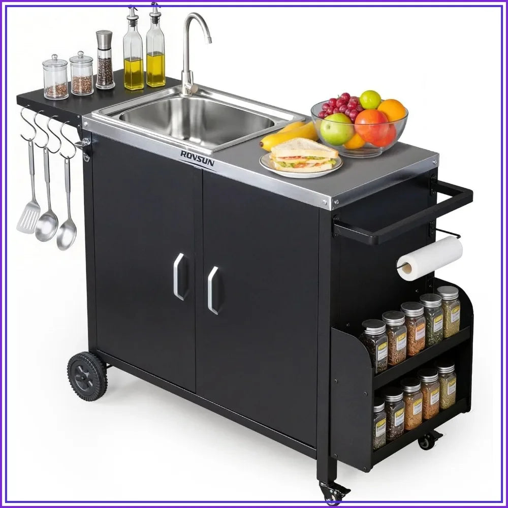 Outdoor Grill Cart with Sink
