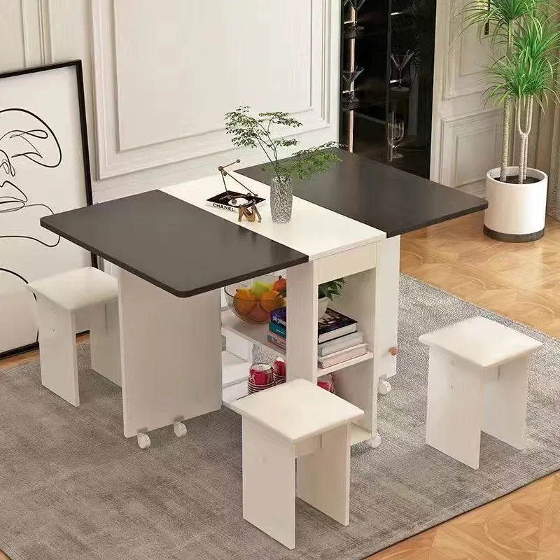 Folding Dining Table Set 4 Chairs Italian Nordic Luxury Dining Table Decorate Simple Mesas Y Sillas De Comedor Kitchen Furniture