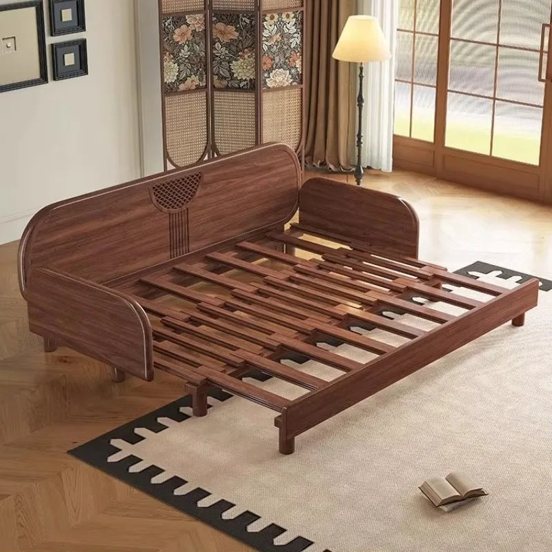Chinese-style solid wood new sofa bed