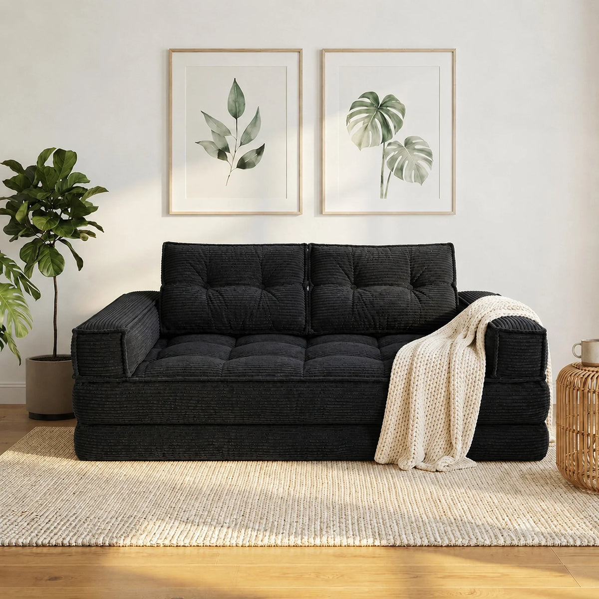 51" 2-Seater Modular Corduroy Sofa with Chaise