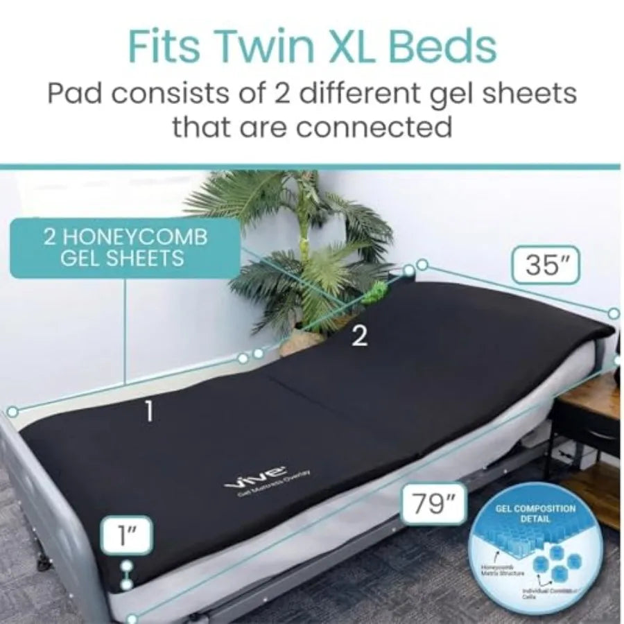 Cooling Gel Mattress Topper - Honeycomb Egg Crate Bed Pad for Hot Sleepers