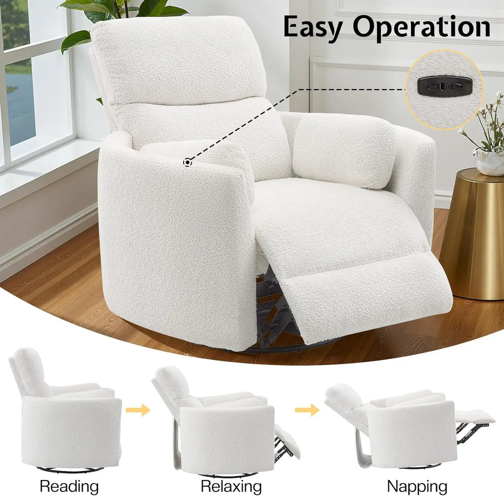 Power Recliner Chair Swivel Rocking Glider USB Type-C