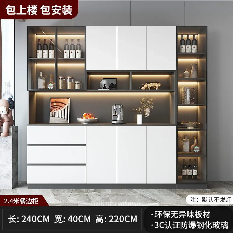 Kitchen Cabinet Sideboards Tall Cabinet with Glass Doors and Drawer Wine Cabinet Pantry Hunch with Shelves Kitchen Island