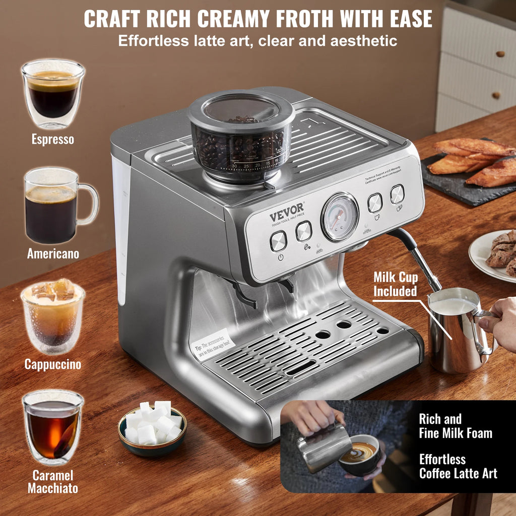 Espresso Machine with Grinder Semi-Automatic Espresso Coffee Maker