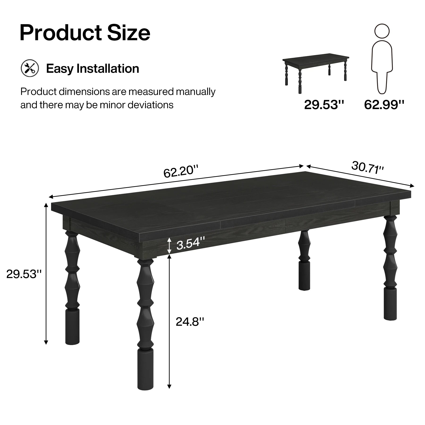 Wood Dining Table for 4-6 People
