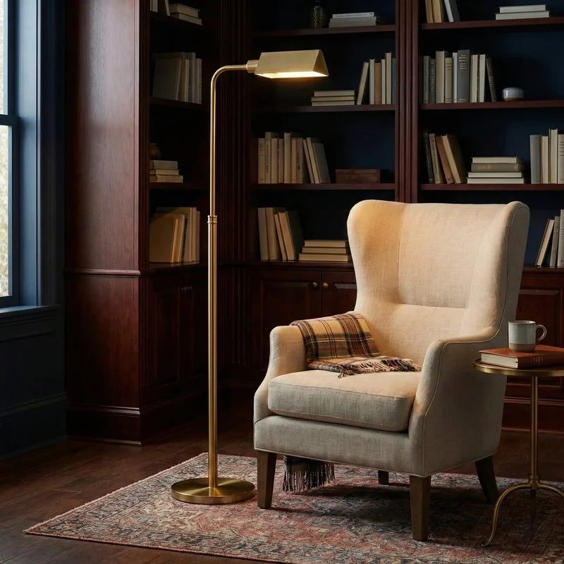 Minimalist Floor Lamp, Slim Standing Light with Neutral Shade,
