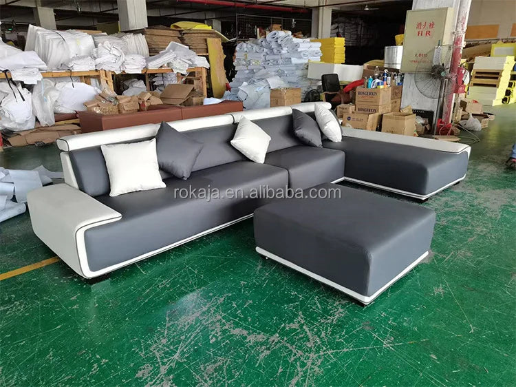 Fabric L-Shape Sofa Set Simple Living Room Furniture