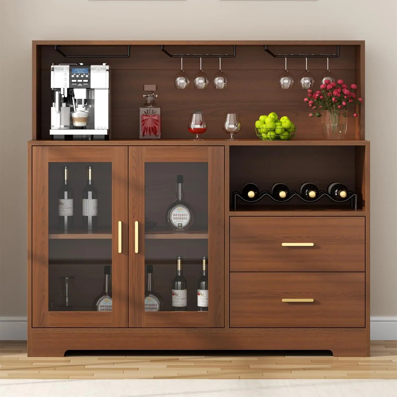 Wine Bar Cabinet with LED Light