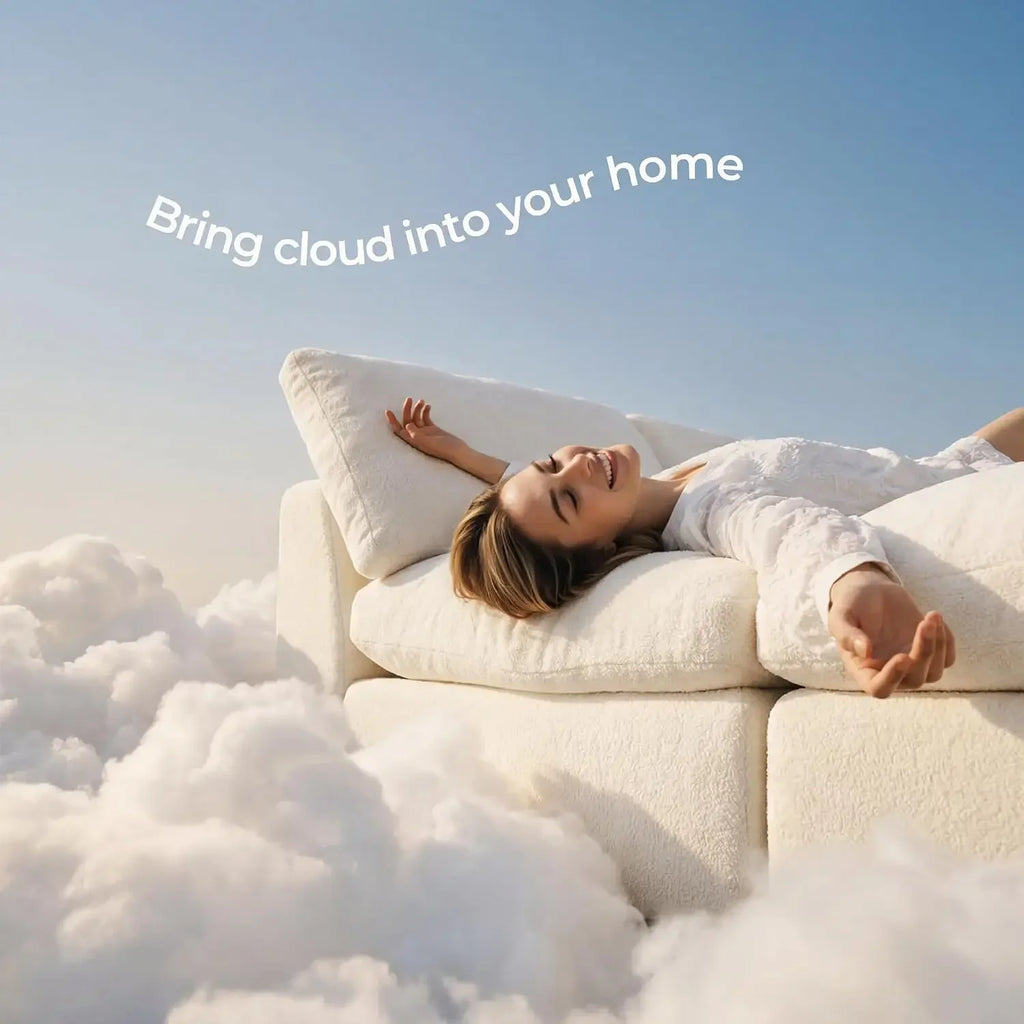 108" Cloud Sectional Couch with 2 Washable Cover Sets, Ottoman, Deep Seat Couch