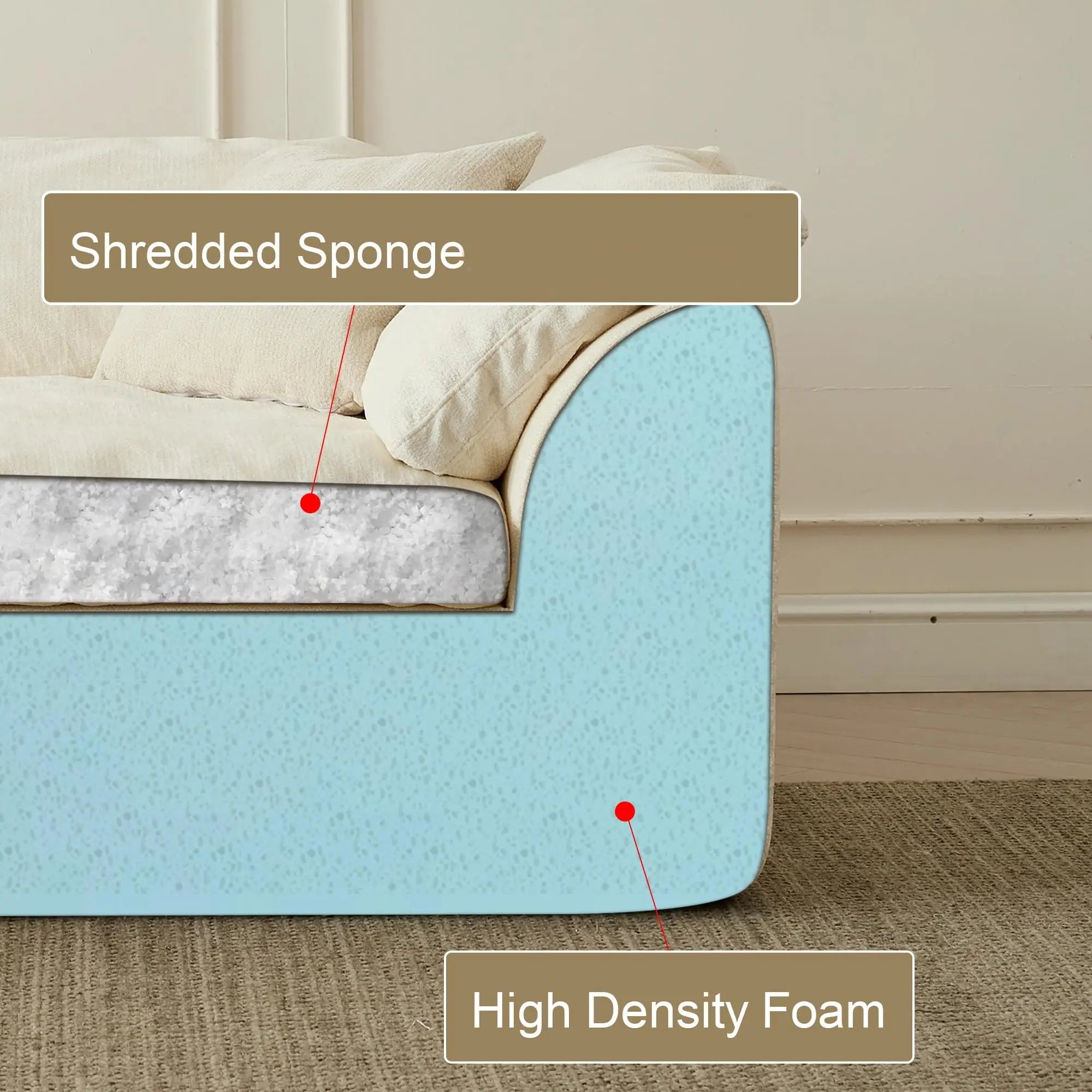 Modern Cloud L-Shaped 3-Seater Oversized Deep Seat Chenille Fabric Sofa with Ottoman