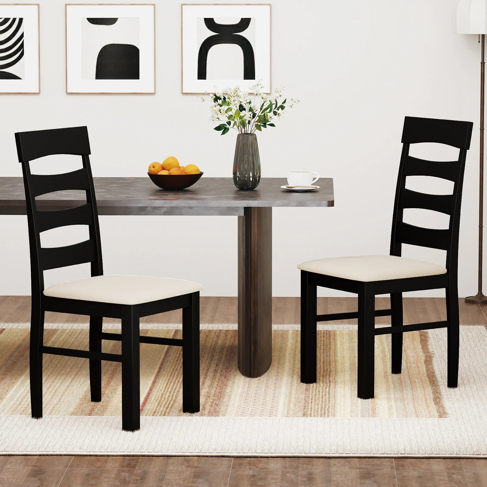 2 High Back Dining Room Chairs w/ Padded Seat