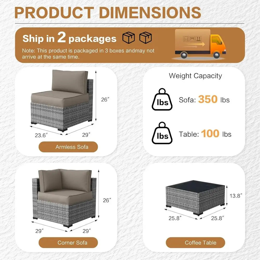 5 Pieces Outdoor Patio Furniture Set
