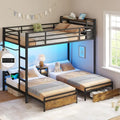 Triple Bunk Bed with Storage Drawers and Charging Station