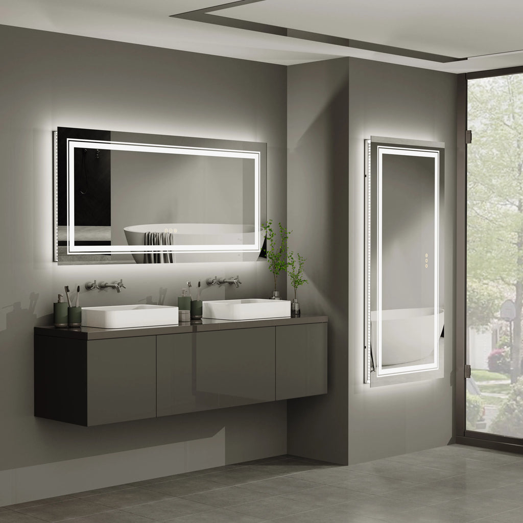 LED Bathroom Mirror with Lights, Anti-Fog, Dimmable, Backlit