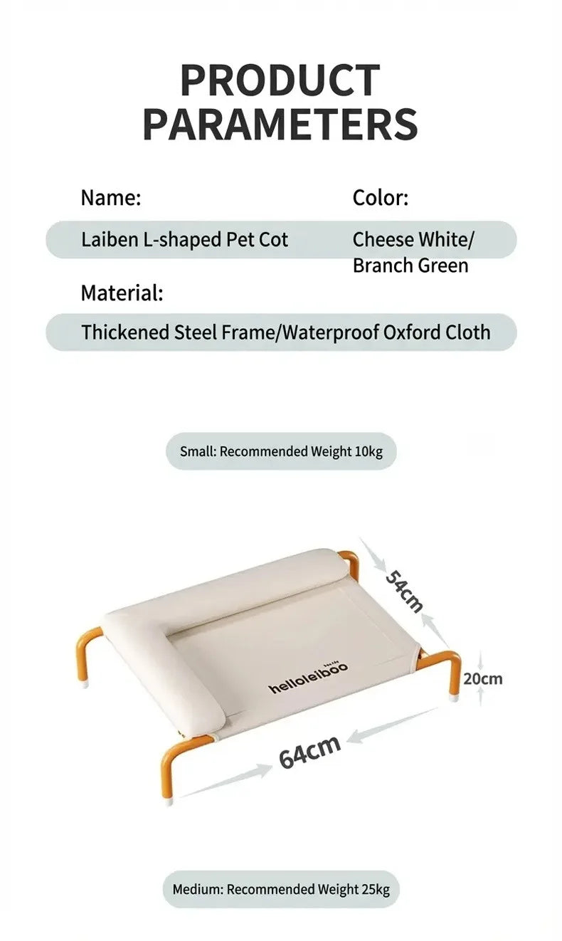 Elevated Breathable Dog Bed with Pillow for Patio Sunbathing