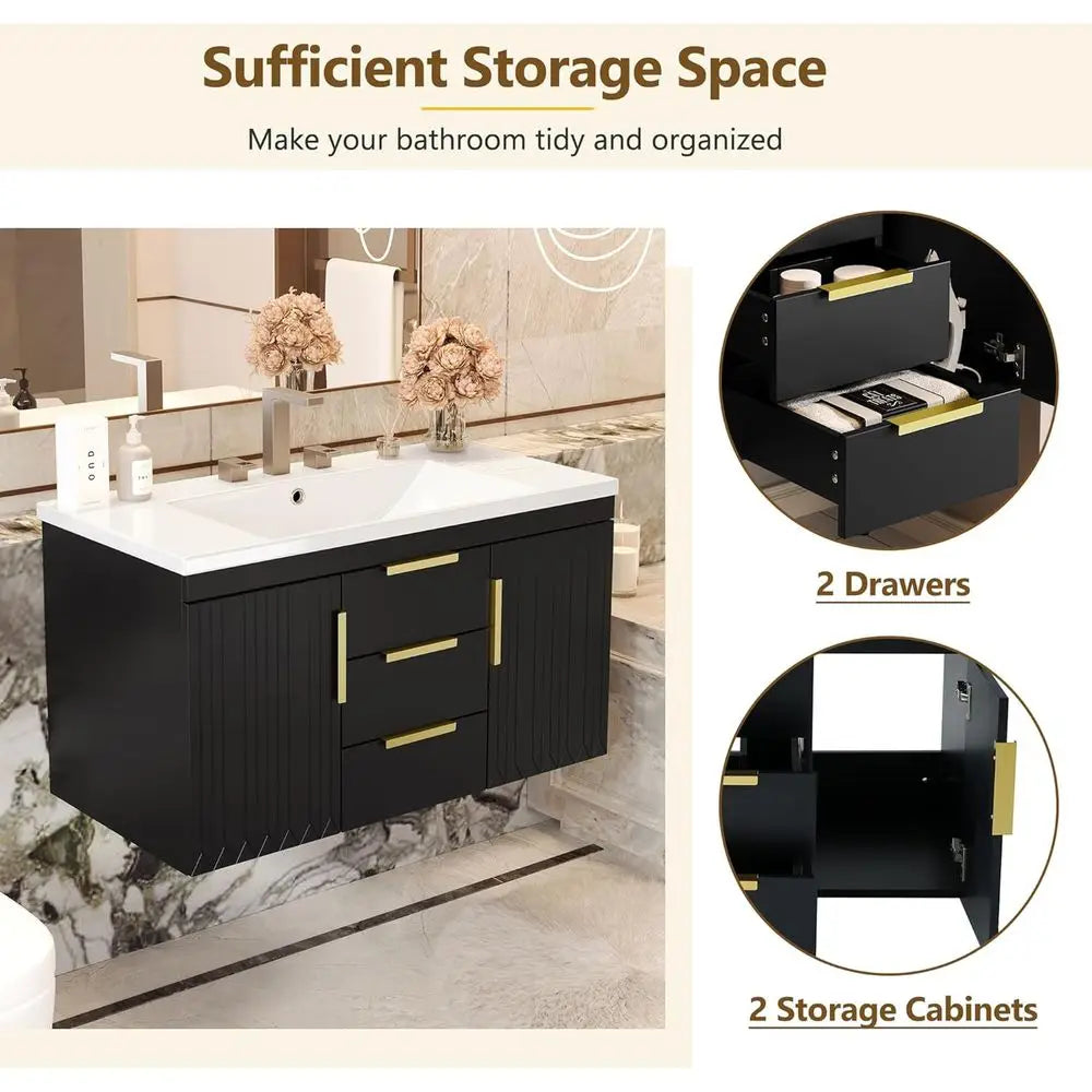 36 Inch loating Bathroom Vanity Cabinet with Sink,