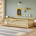Full Size Montessori Floor Bed Frame with Rails & Door