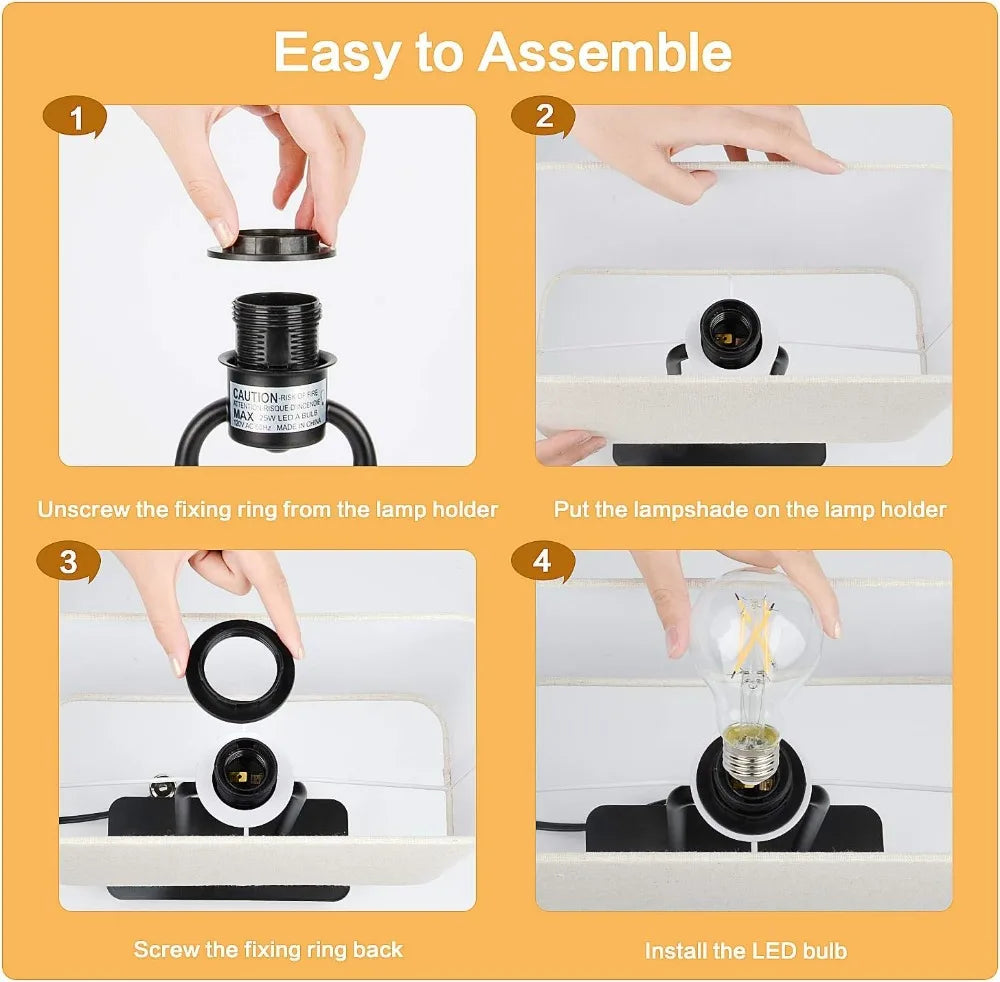 3-Way Dimmable Touch Table Lamp with 2 USB Ports and AC Outlet,