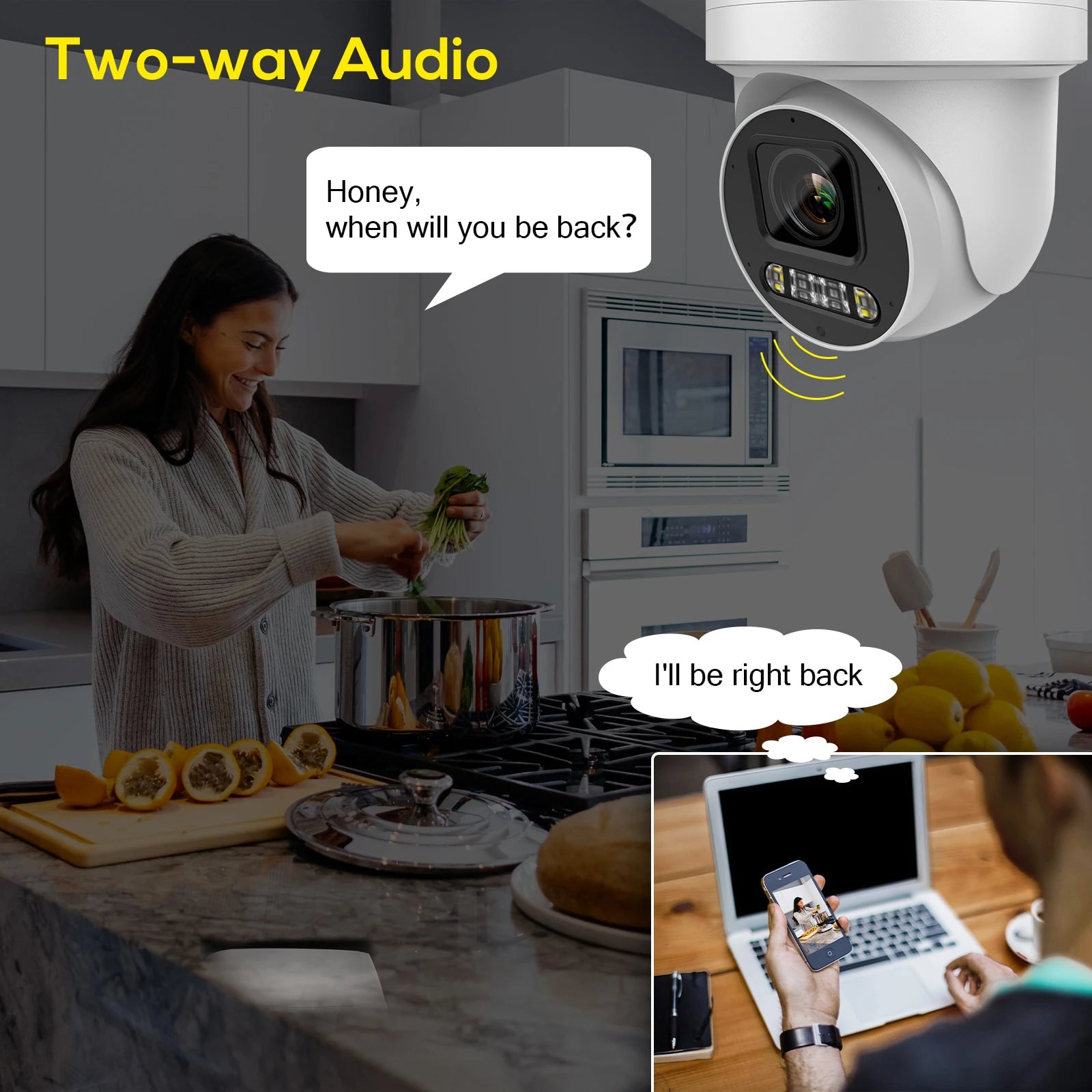 8MP 5X Zoom PTZ Camera POE Color Vu Built-in Mic Speaker