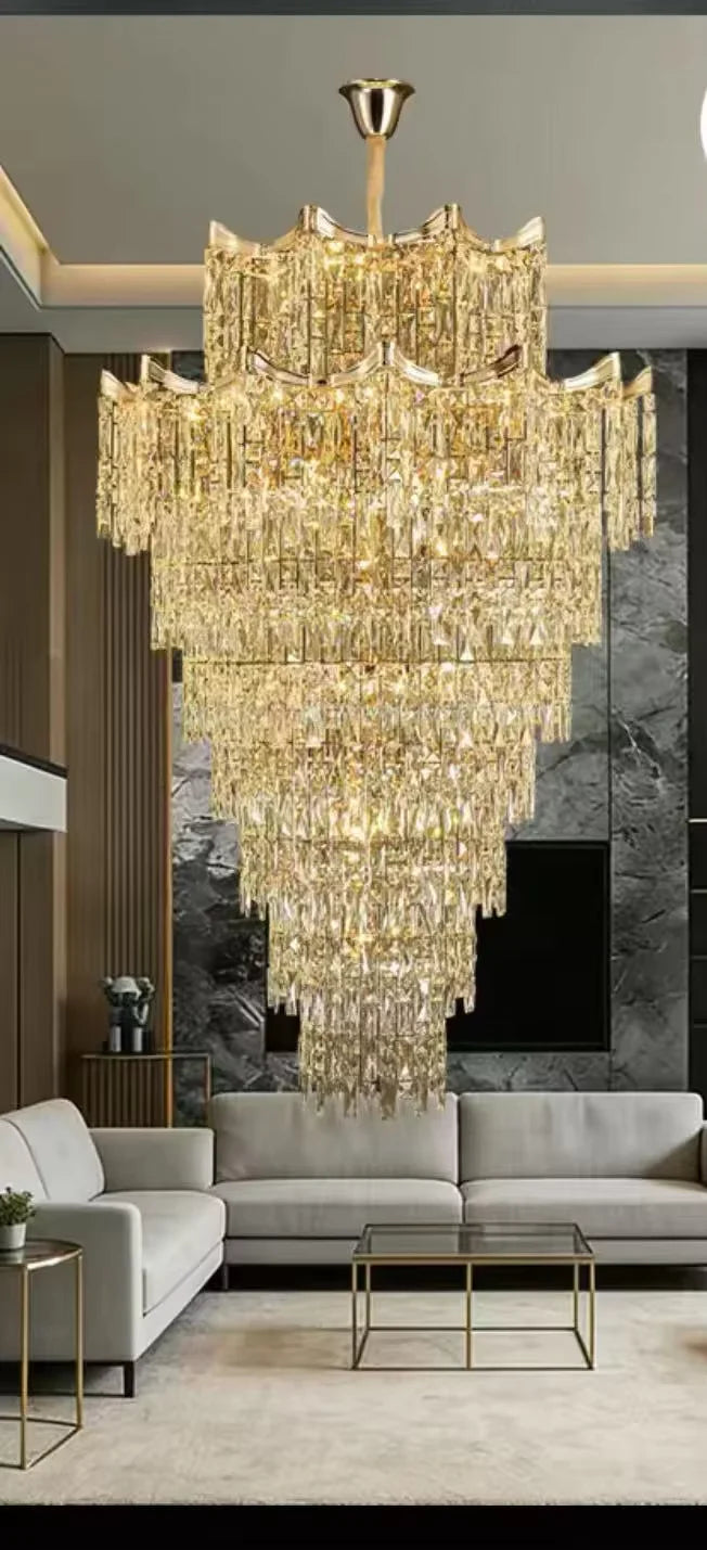 Luxury Modern Crystal High Ceiling Chandelier