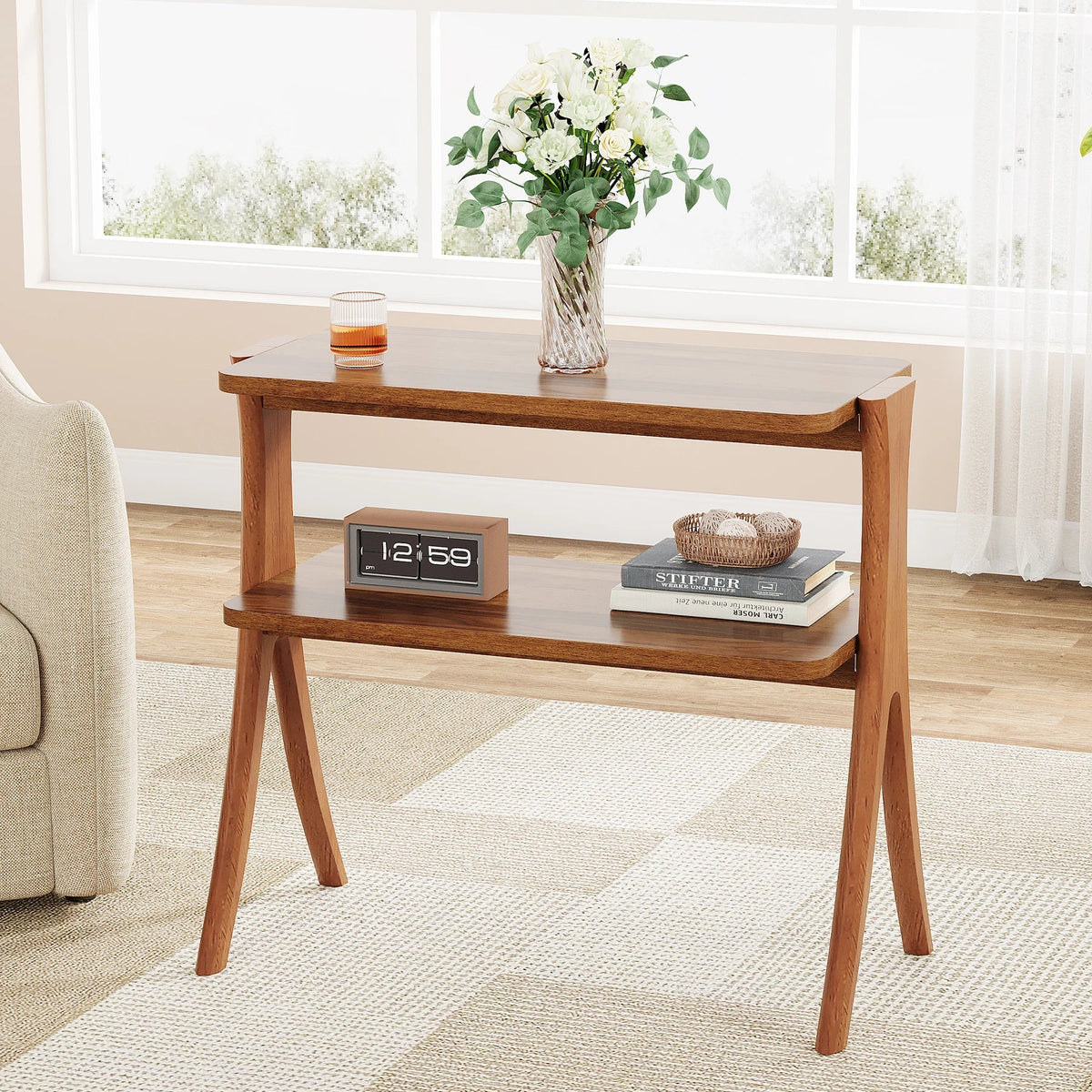 Tribesigns Walnut Side Table for Living Room