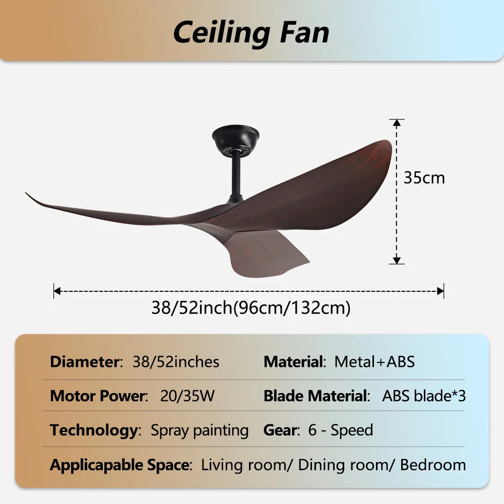 Modern Ceiling Fan Without Light Remote control
