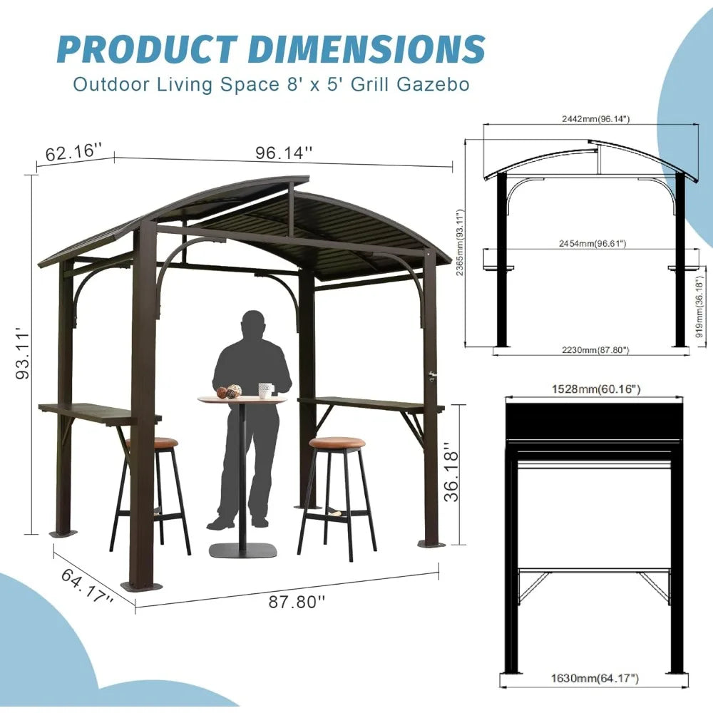 Grill Canopy for Outdoor Grill w/Double Galvanized Steel Roof
