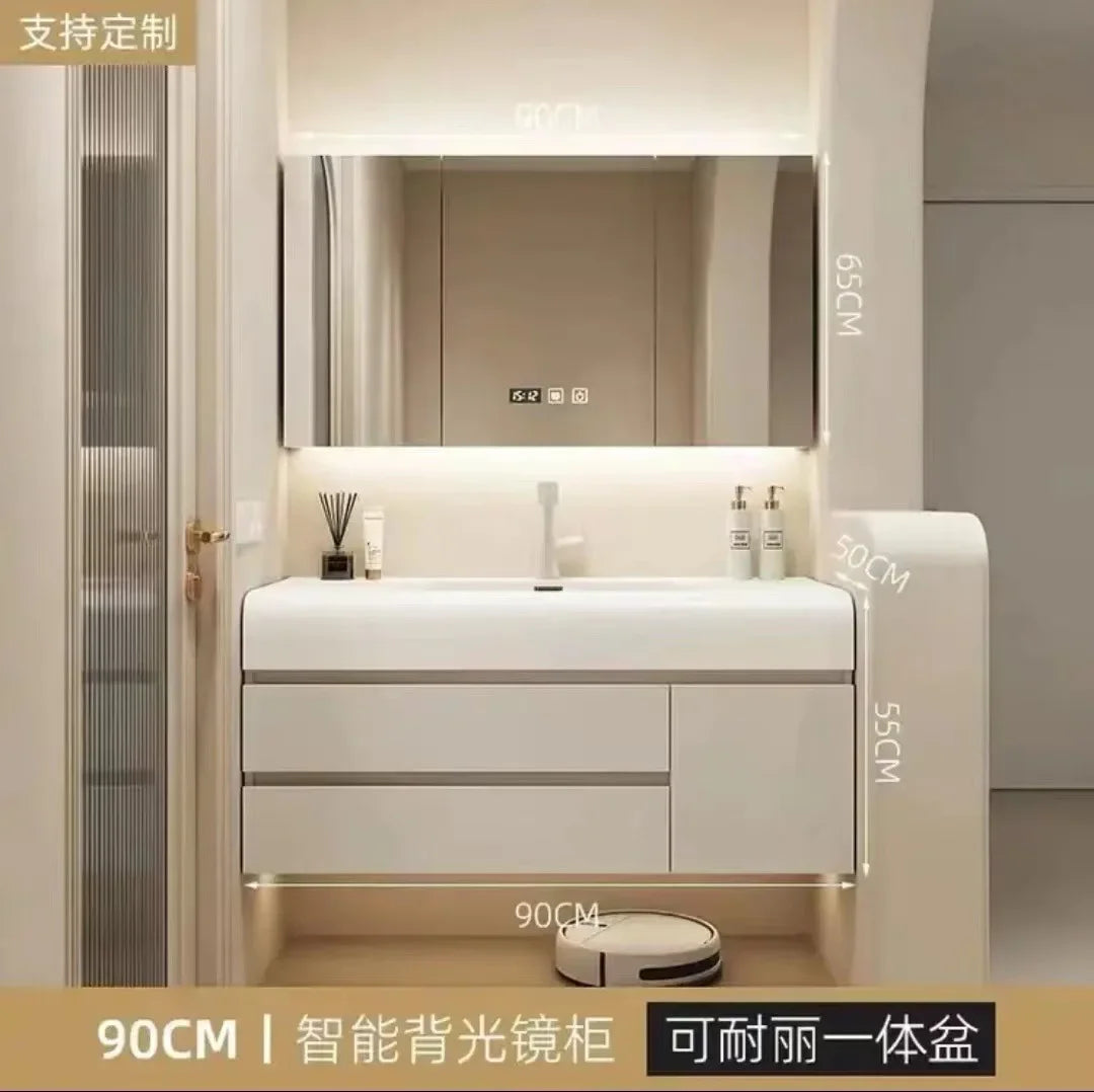 Luxury Cabinet White Rock Integrated Washbasin