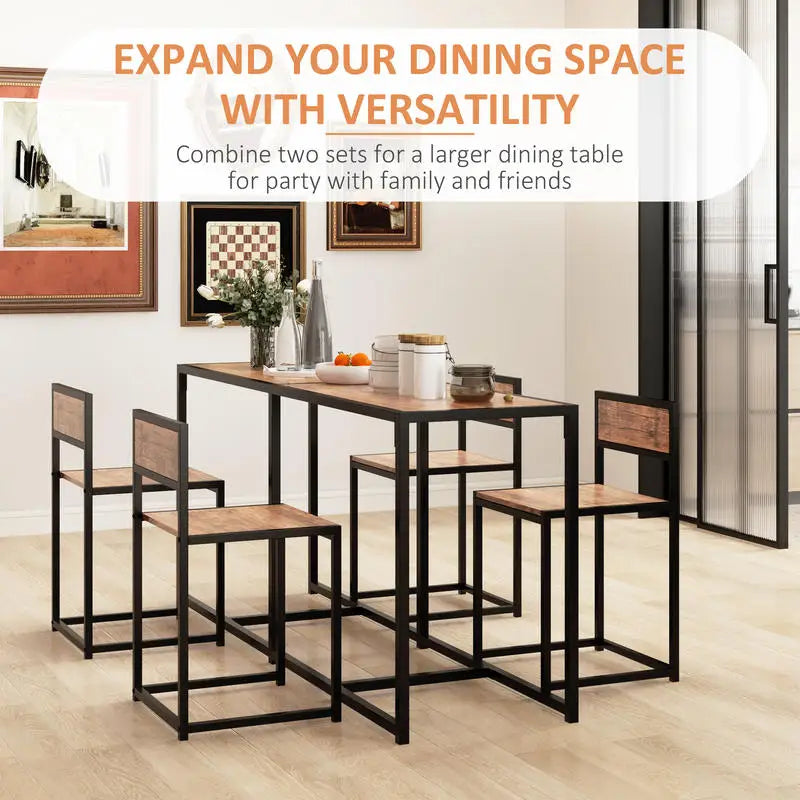 3-Piece Industrial Dining Table Set for 2