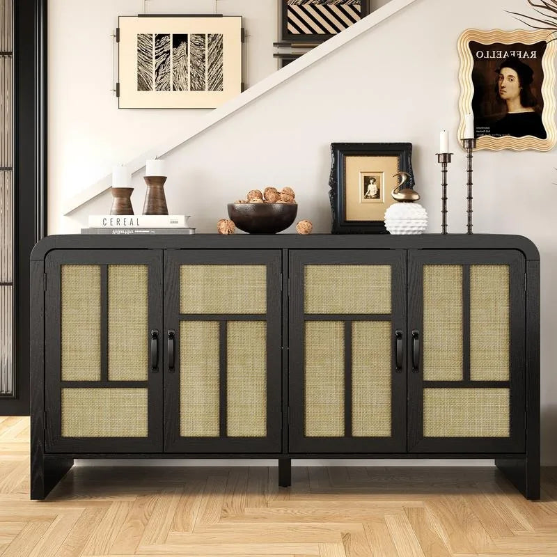 Rattan Sideboard Buffet Cabinet with Storage,