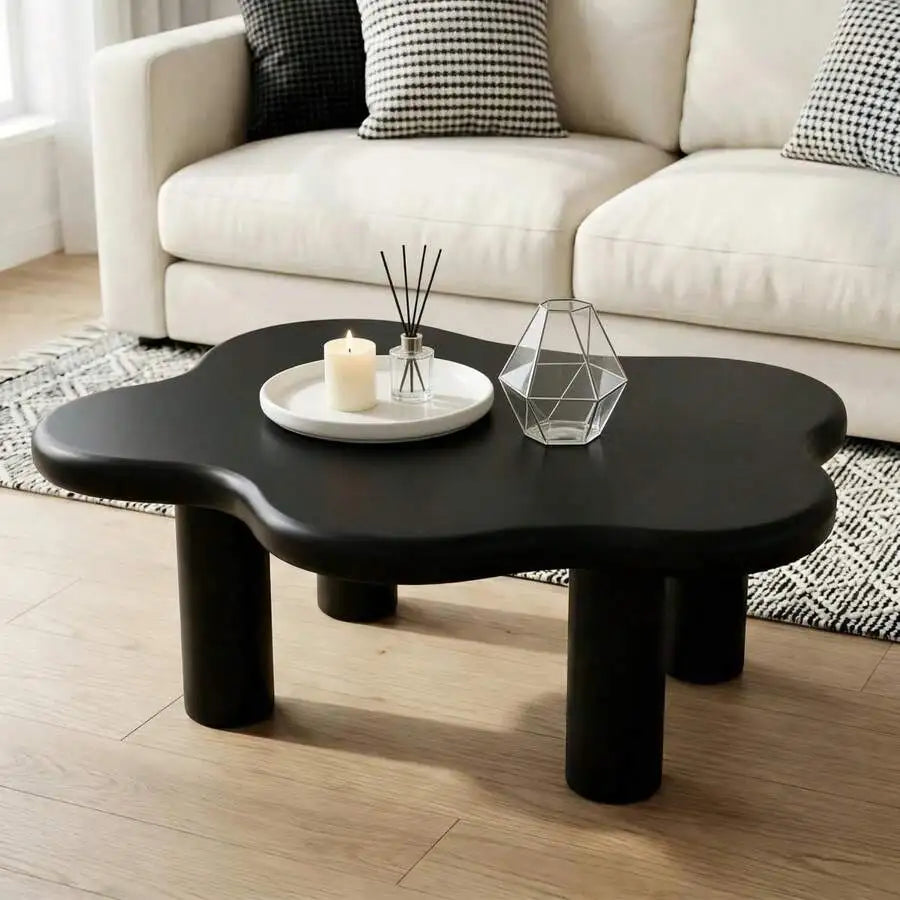 Cloud-Shaped Coffee Table With 4 Round Table Legs,
