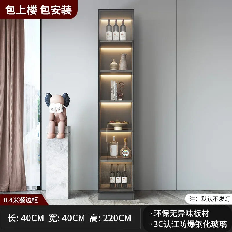 Kitchen Cabinet Sideboards Tall Cabinet with Glass Doors and Drawer Wine Cabinet Pantry Hunch with Shelves Kitchen Island