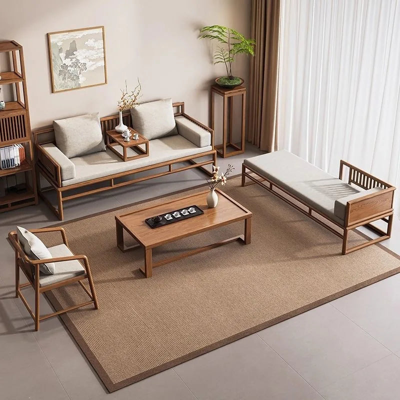 New Chinese Solid Wood Sofa Bed Coffee Table Combination