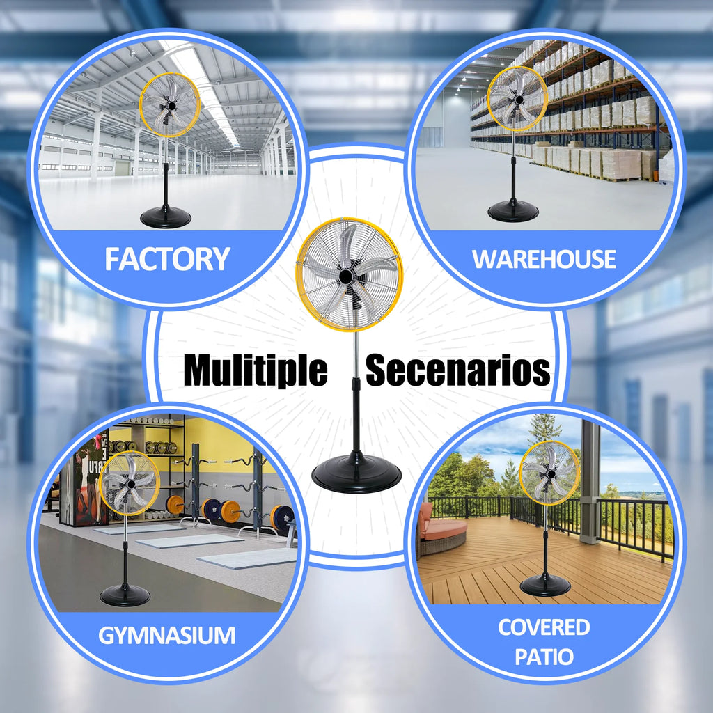 4900 CFM 20" High Velocity Industrial Pedestal Fan