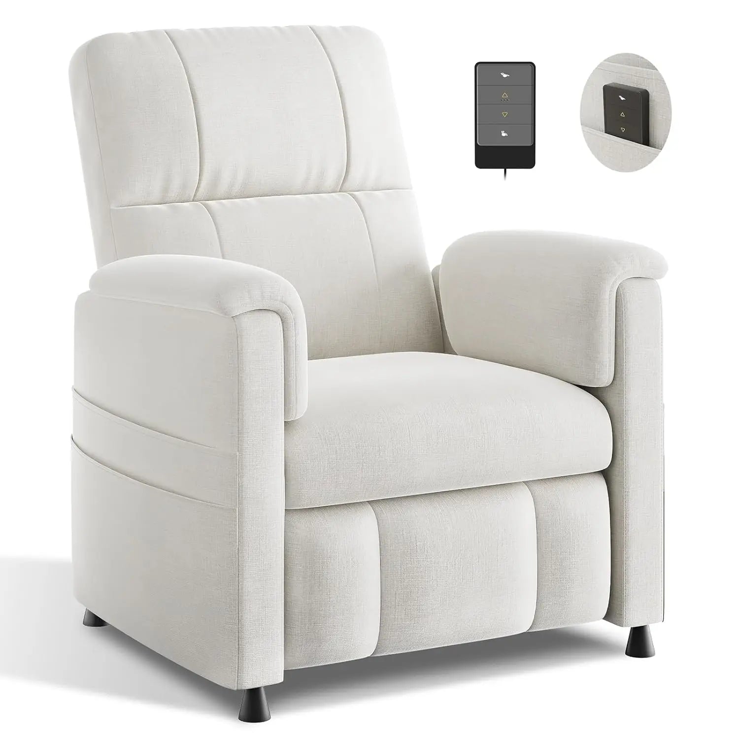 Power Recliner Chair Adjustable Chenille with Pocket Remote
