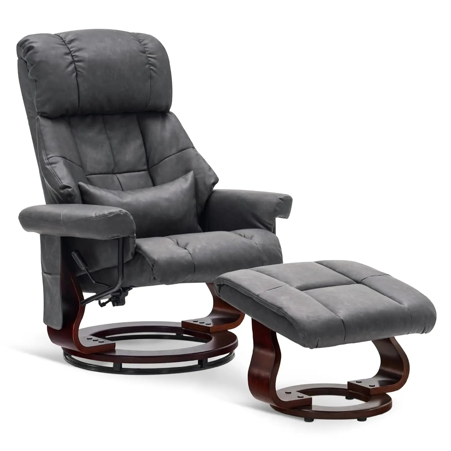 Manual Swivel Recliner Chair with Ottoman
