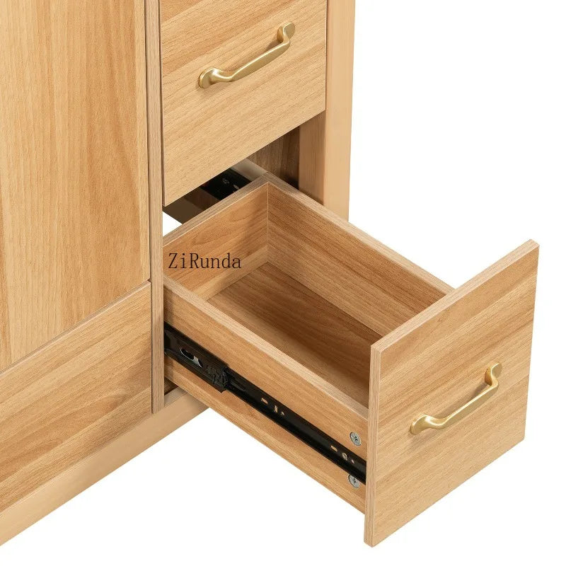 Wood Bathroom Vanity with Solid Wood Frame, 2 Soft Close Doors, 4Soft Close Drawers,