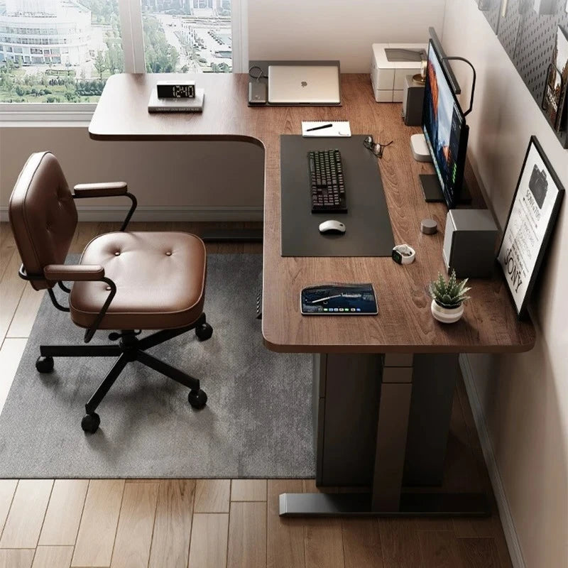 Seven-shaped Large Boss Office Desk Electric Adjustable Height