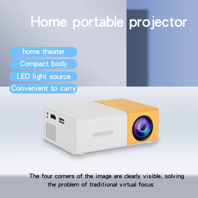 Mini Portable HD Projector for home, outdoor, and supporting USB, HDMI, and SD card links