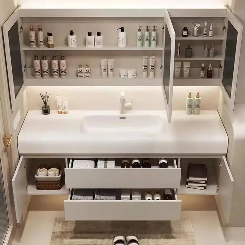Luxury Cabinet White Rock Integrated Washbasin