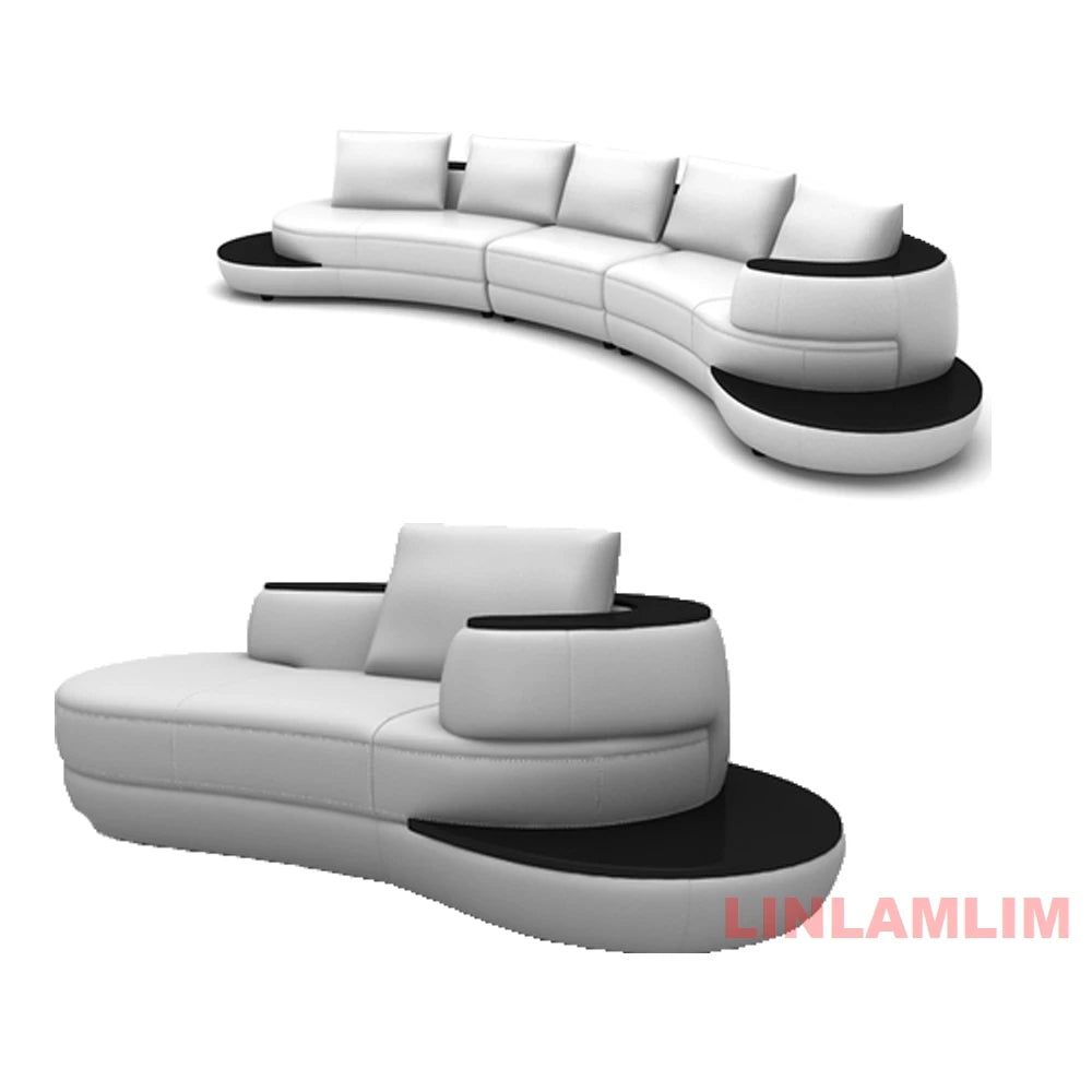 Luxury Modern Curved Genuine Leather Sofa Sectional Couch