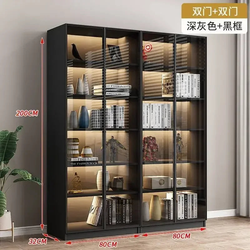 Modern Living Room Cabinet Bookcase with Glass Door Display